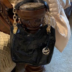 Authentic Black leather snake skin bag